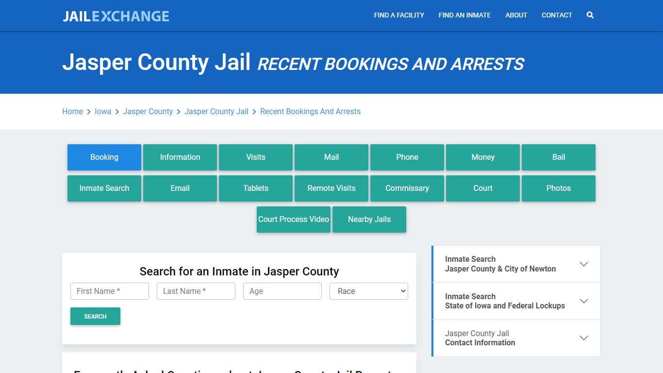 Jasper County Jail IA Recent Arrests and Bookings - Jail Exchange