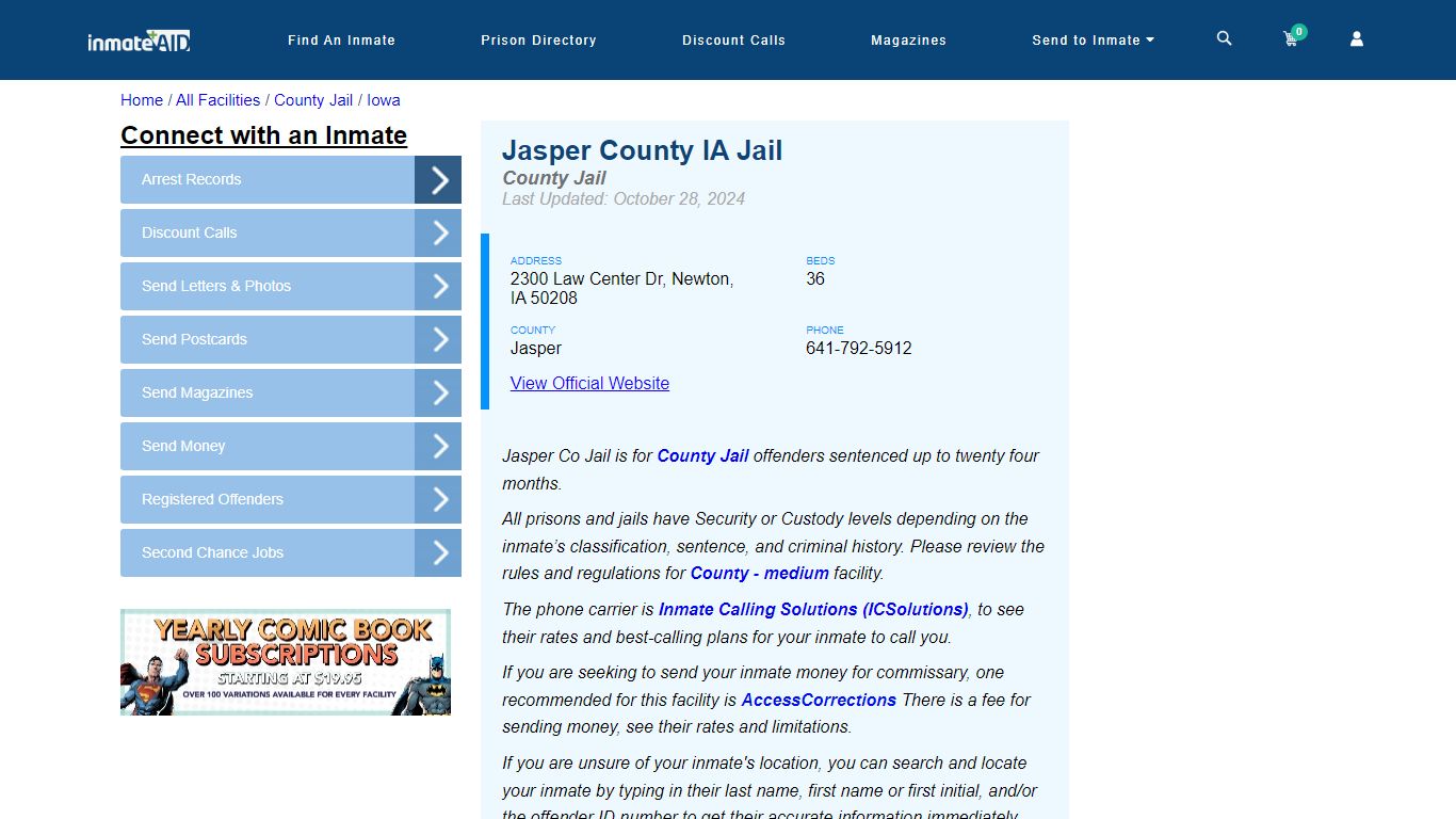 Jasper County IA Jail - Inmate Locator